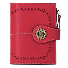 Wallet Women's Short Oil Wax Leather Zipper Card Holder