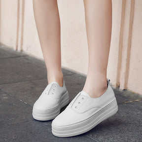 Thick-soled Increased Breathable Round-toe Platform Shoes