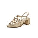 Roman Women's Sandals Gold Buckle Mid-high Heel Flat Shoes