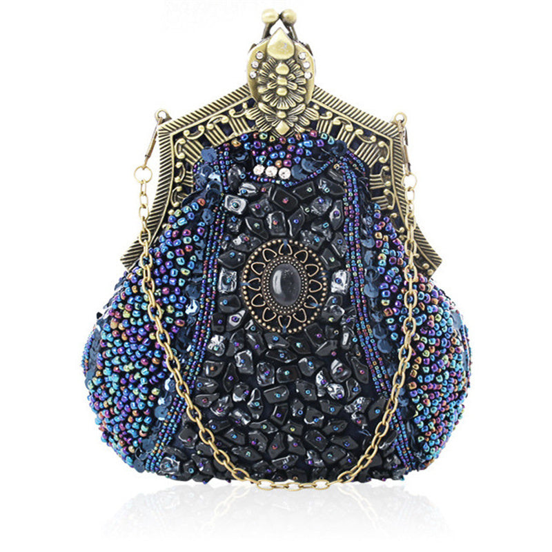 Women's Vintage Heavy Beaded Evening Bag - Dazpy