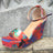 Color Matching Floral Cloth Fashion Sexy Running Platform Catwalk Slope Heel Sandals Large Size