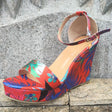 Color Matching Floral Cloth Fashion Sexy Running Platform Catwalk Slope Heel Sandals Large Size - Dazpy
