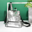 Women's Spring And Summer Silver Reflective Trendy Backpack - Dazpy