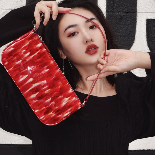 Ruby Patent Leather Underarm Bag Baguette - Dazpy