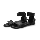 College Style Low-heel Square Heel Zipper Casual Sandals - Dazpy