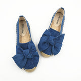 Flat Straw Woven Linen One-step Bow-knot Round-toe Espadrilles Shoes - Dazpy