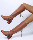 Women's Flat Round Toe Side Zipper Over-the-knee Boots
