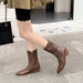 Thick Heel Low Heel Pointed Side Zipper Ankle Boots Fashion Knight Boots - Dazpy