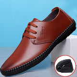 Men's Business Casual Leather Shoes With Breathable Laces - Dazpy