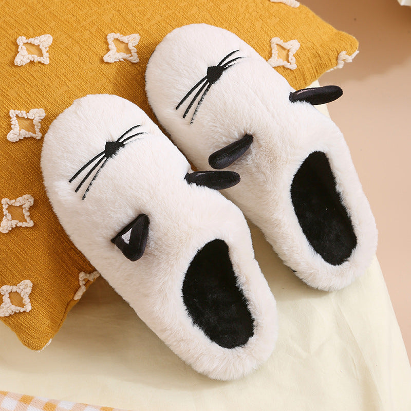 Winter New Coral Velvet Slippers Cartoon Cat Cotton Slippers Home Cotton Shoes Warm Slipper - Dazpy