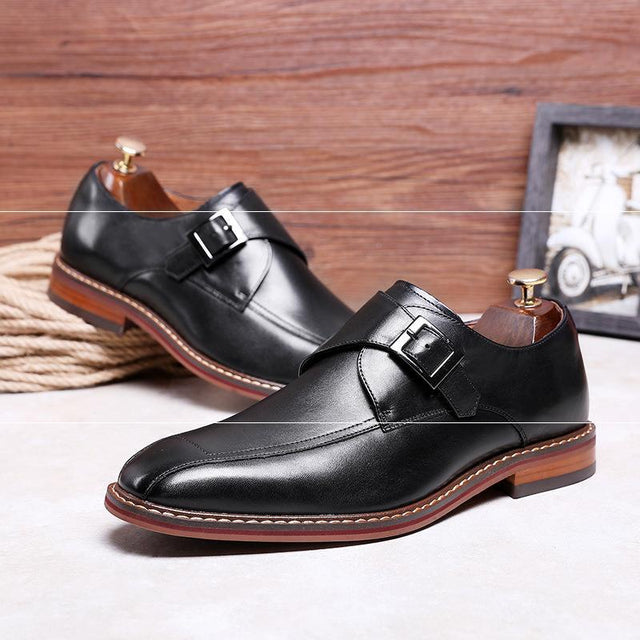 Formal Men's Square Toe Shoes British Monk Shoes - Dazpy