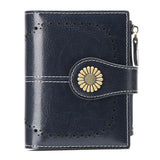 Wallet Women's Short Oil Wax Leather Zipper Card Holder - Dazpy