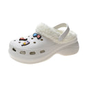 Plush Thick Soled Baotou Sponge Cake Two Wear Cotton Slippers