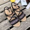 Flat Sandals, All-match One-word Buckle Strap, Fairy Ethnic Style Slope With Roman Sandals