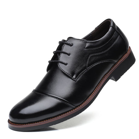 Men's Leather Shoes Plus Size Business Casual Laces - Dazpy