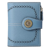 Wallet Women's Short Oil Wax Leather Zipper Card Holder - Dazpy