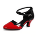 Leather Latin Dance Shoes Women's Mid-heel Toe Cap - Dazpy