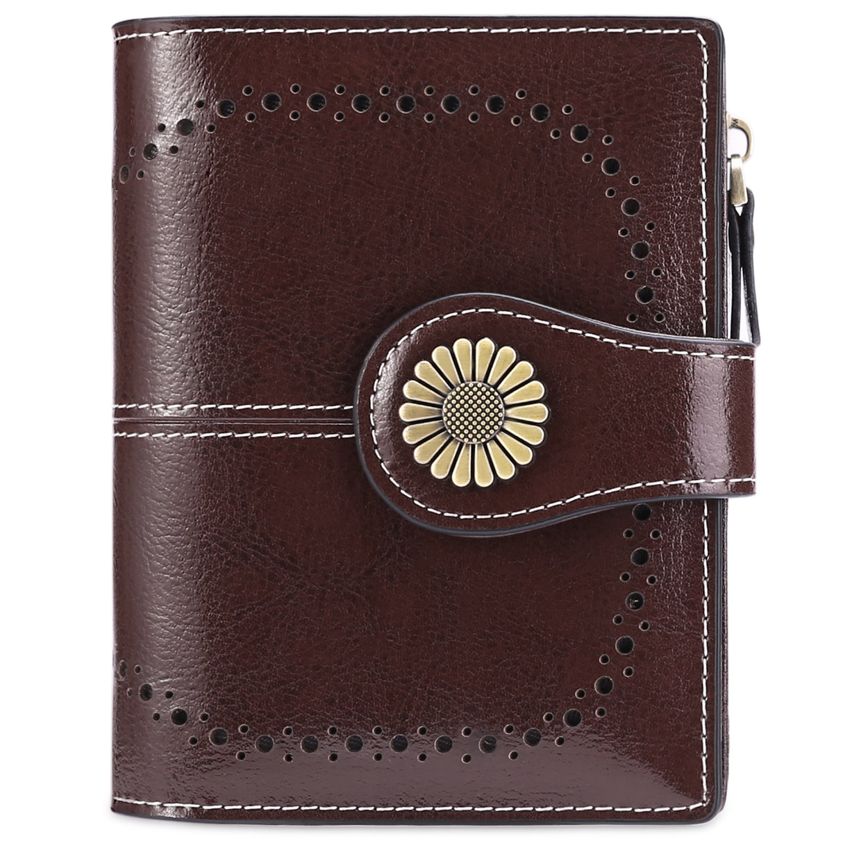 Wallet Women's Short Oil Wax Leather Zipper Card Holder - Dazpy