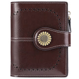 Wallet Women's Short Oil Wax Leather Zipper Card Holder - Dazpy