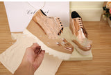 Women's Shoes With Carved Waterproof Platform Wedges - Dazpy