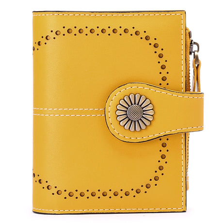 Wallet Women's Short Oil Wax Leather Zipper Card Holder - Dazpy