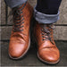 Men's Shoes With Front Lace Round Toe Motorcycle Boots - Dazpy