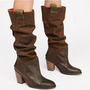 High-heeled Mid-tube Women's Leather Boots