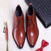 British Super Pointed Toe Business Formal Wear Mid-high-top Leather Shoes - Dazpy