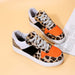 Casual Womens Single Leopard Print Lace Up Canvas Flat Shoes - Dazpy