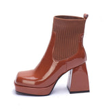 Thick-soled Thick-heeled High-heeled Ankle Boots - Dazpy