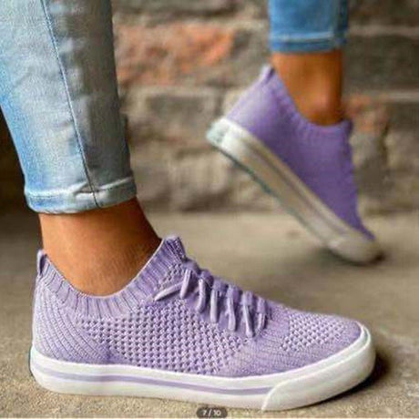 Casual Single Shoes Women European And American Flat Mesh Sports Flying Knitting - Dazpy