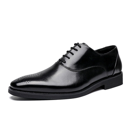 Summer New Men's Leather Shoes Head Layer Cowhide Hand-polished Brock Business Shoes - Dazpy