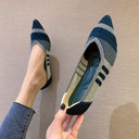 Shallow Mouth Flying Knit Shoes Pointed Toe Flat Knit Egg Roll Shoes