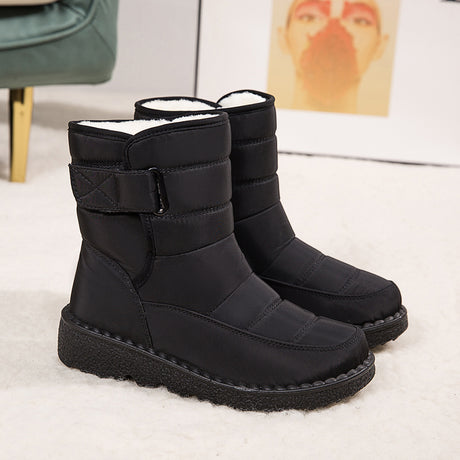 Winter Fabric Casual Cotton Shoes Mid-tube Artificial Wool Plus Velvet Thick Snow Boots - Dazpy