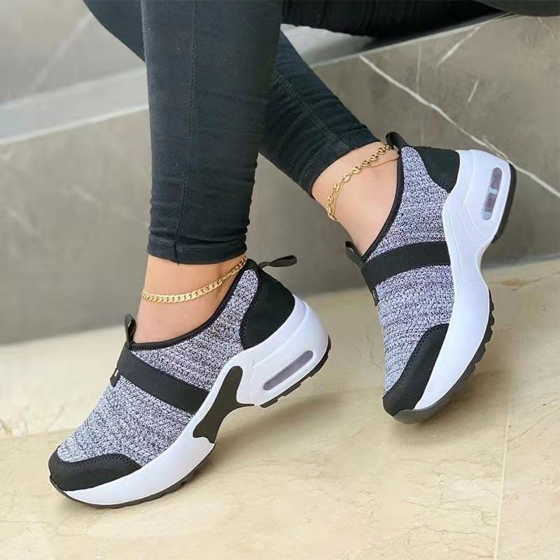 Flying Woven Elastic And Velcro Decoration Casual Sneakers - Dazpy