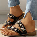 Thong Sandals 40 43 Plus Size Women's Shoes Flat Flower