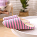 Autumn And Winter Soft Bottom Wooden Floor Striped Indoor Home Slippers Mute Deerskin Flannel Bottom Home - Dazpy