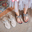 Women's Fashion Simple Bow Flat Sandals - Dazpy