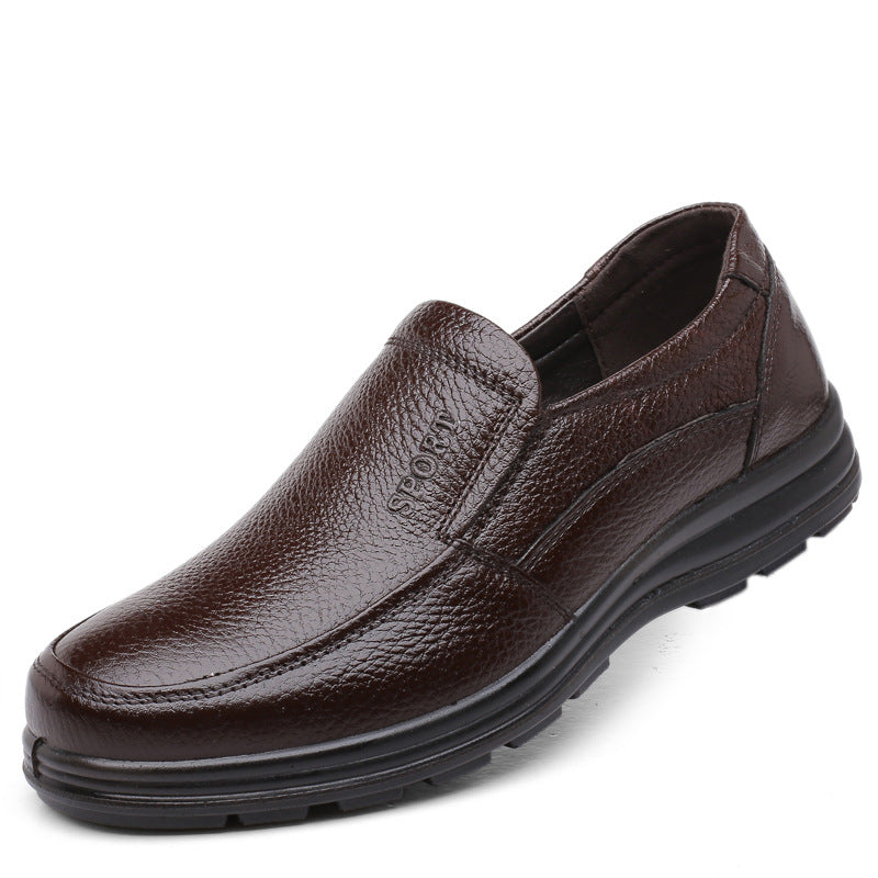 Middle-aged And Elderly Men's Leather Top Layer Shoes - Dazpy