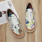 Fashion Large Size Color Print Lace-up Shoes - Dazpy