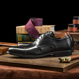 Three-joint Leather Shoes, Round Toe Lace-up Leather, British Business Dress Shoes - Dazpy