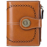 Wallet Women's Short Oil Wax Leather Zipper Card Holder - Dazpy