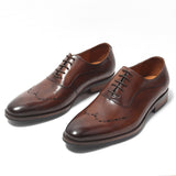 Italian Carved Leather Shoes Handmade Goodyear Leather Shoes - Dazpy