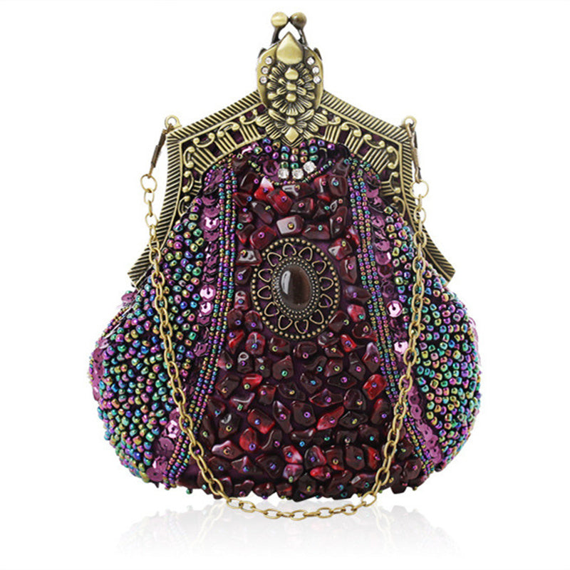 Women's Vintage Heavy Beaded Evening Bag - Dazpy