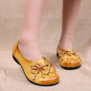 Flat-heeled Cowhide Flower Women's Singles Soft-soled Mother Shoes