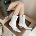 Thick Heel Low Heel Pointed Side Zipper Ankle Boots Fashion Knight Boots