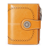 Wallet Women's Short Oil Wax Leather Zipper Card Holder - Dazpy