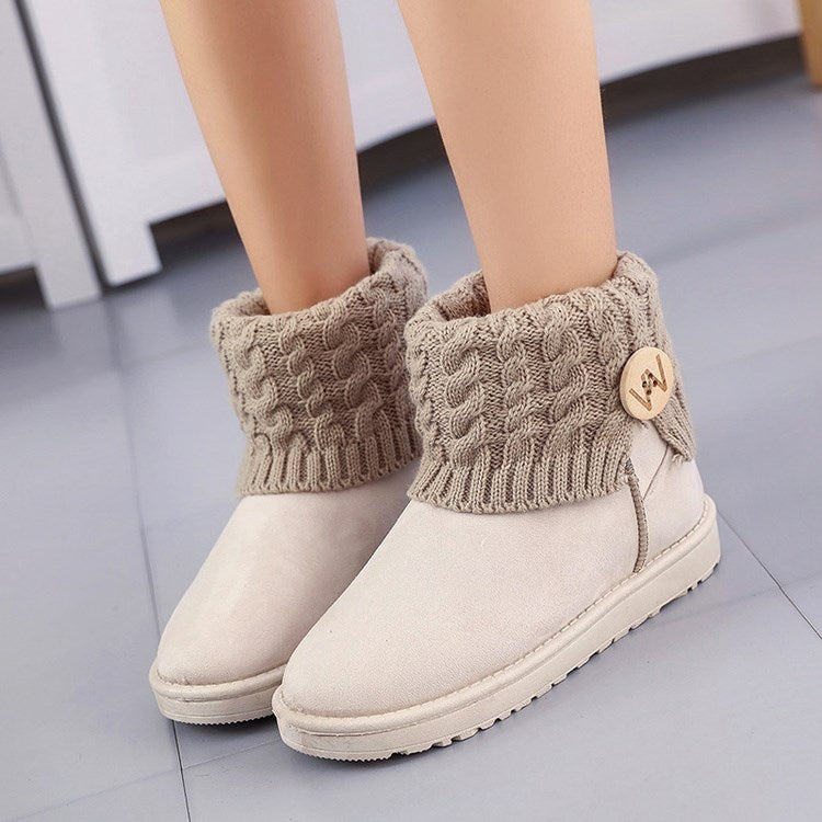 Anti-slip Women's Winter Frosted Wool Short Tube Thick-soled Snow Cotton Shoes - Dazpy