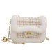 Checked Plush Side Small Gold Bead Metal Small Square Bag - Dazpy