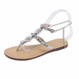 Large size water diamond chain flat Roman flip flops sandals - Dazpy